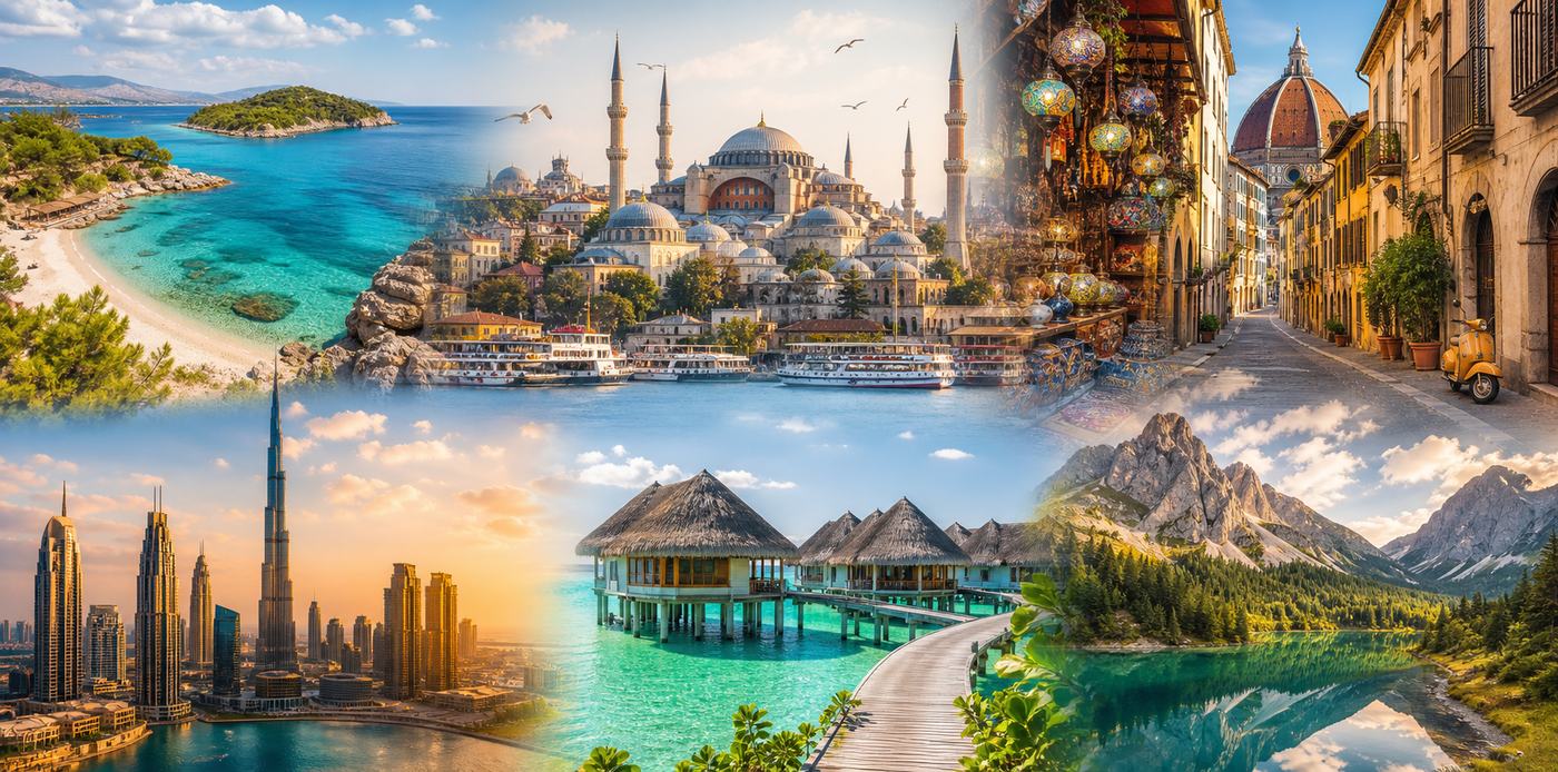 Travel destinations collage